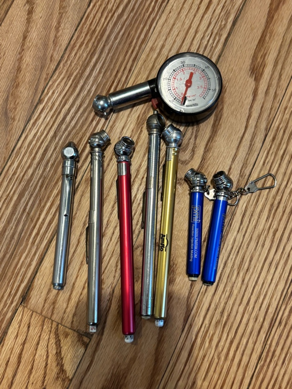 Set of assorted tire pressure gauges